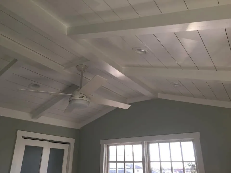 Crown molding and coffered ceiling installation by North South Construction